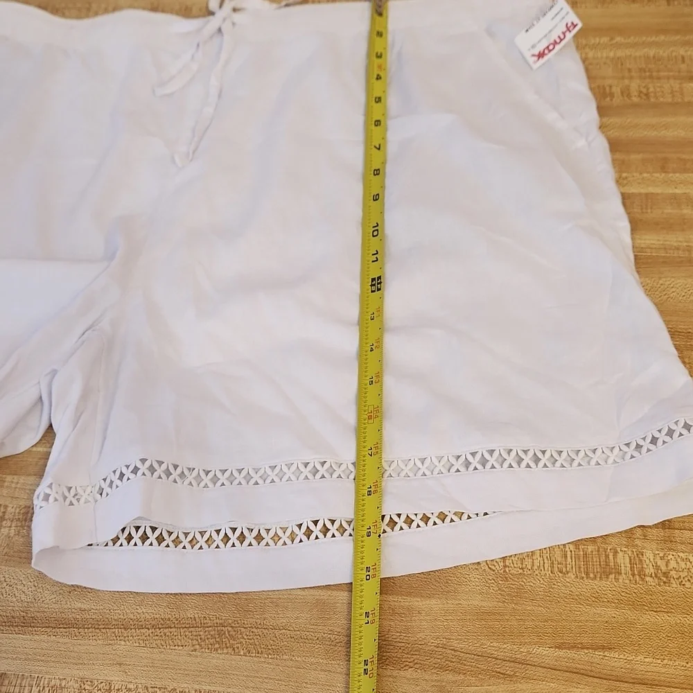 JOIE Women’s Linen Blend White Shorts with Eyelet Trim Along the Hem, size 1X